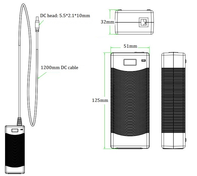 Desktop Power Adapter,Power Adapter, 65W/52V Power Supply, PoE Power Adapter