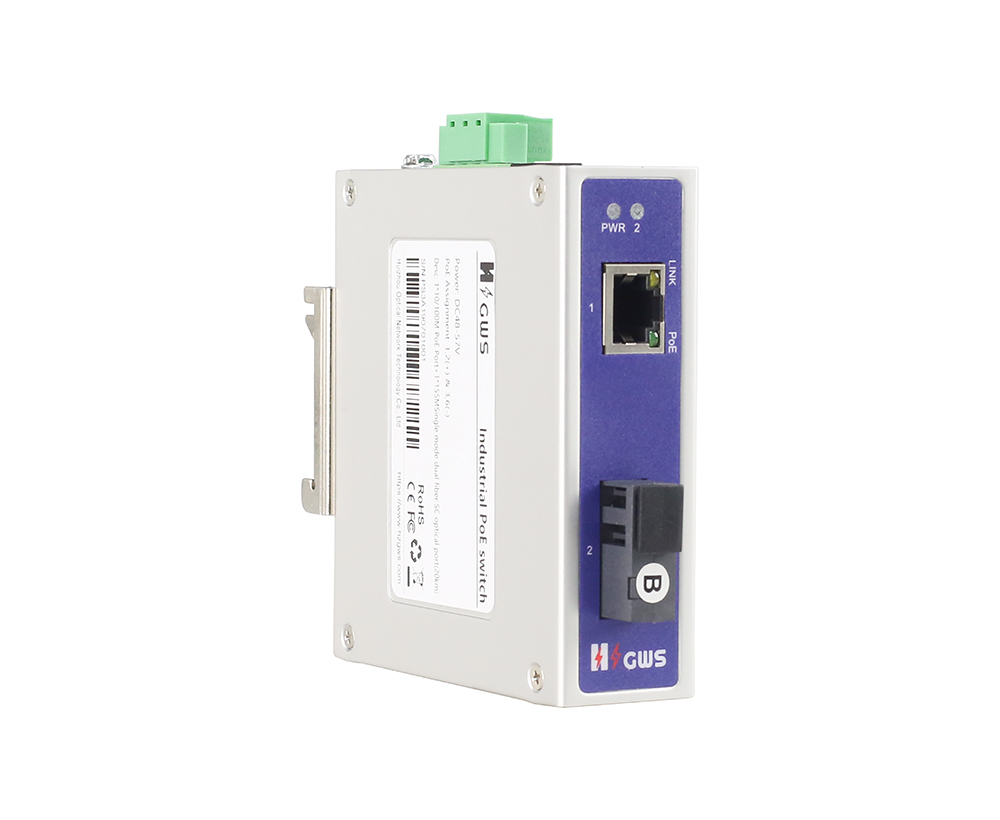 2-port 10/100M Industrial PoE Fiber Switch