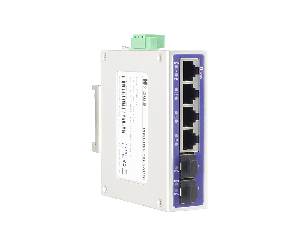 6-port Full Gigabit Industrial PoE Fiber Switch