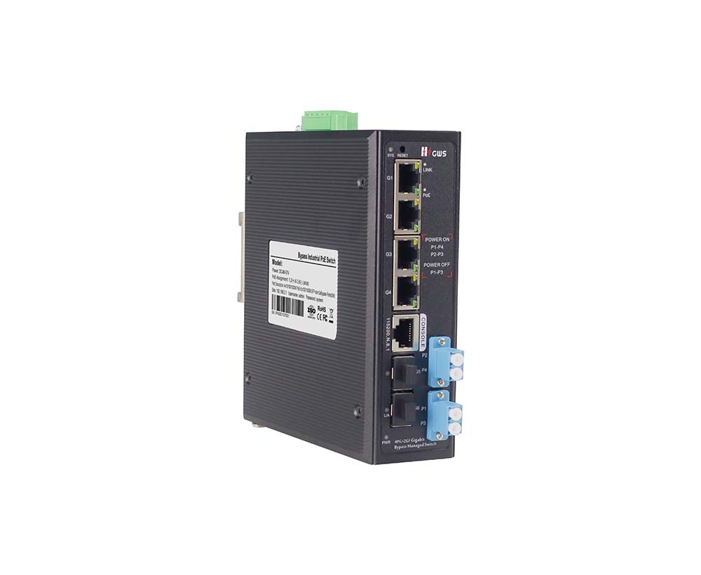 6-port Gigabit Bypass Managed Industrial PoE Switch